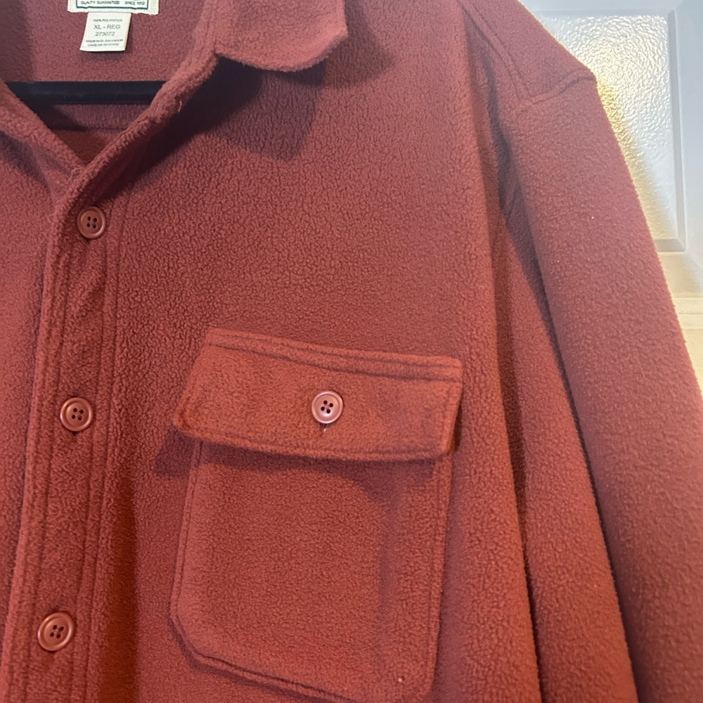 L.L. Bean Fleece Button-Down Shirt | XL | Rust Color‎ - Picture 3 of 6